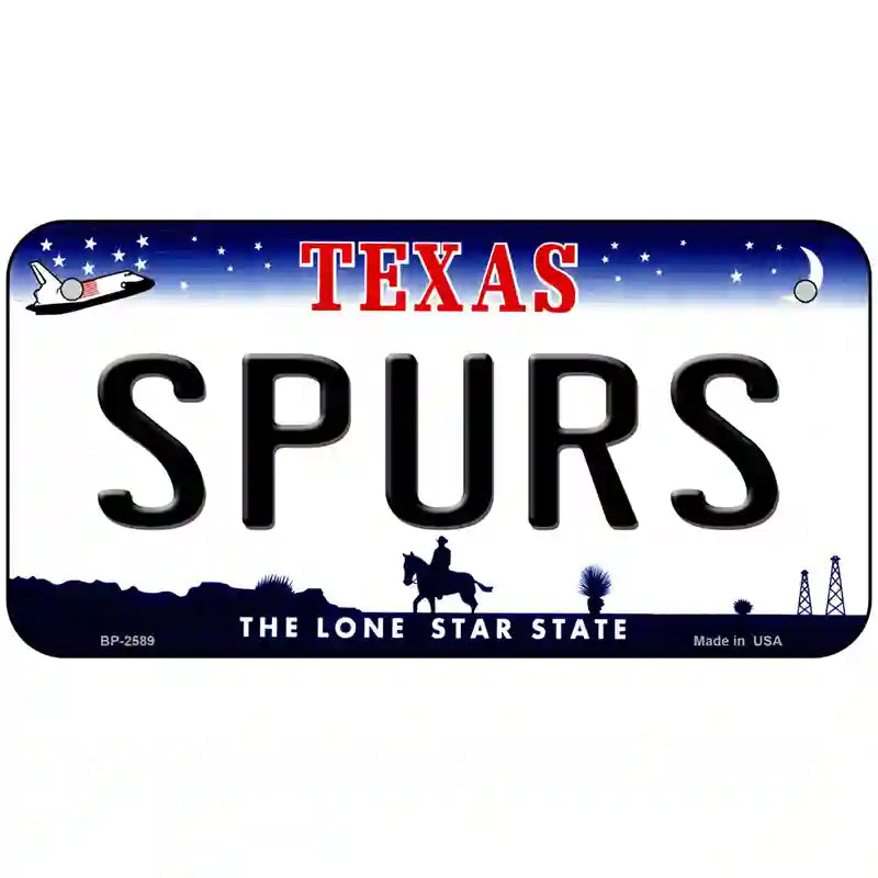 Spurs Texas State Metal Novelty License Plate 6" x 3" (BP)