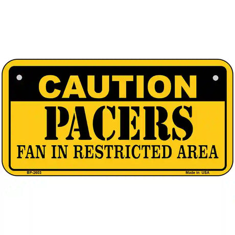 Caution Pacers Metal Novelty License Plate 6" x 3" (BP)