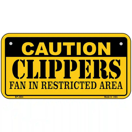 Caution Clippers Fan Metal Novelty License Plate 6" x 3" (BP)