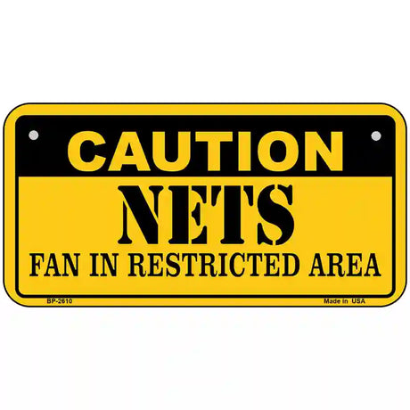 Caution Nets Fan Metal Novelty License Plate 6" x 3" (BP)