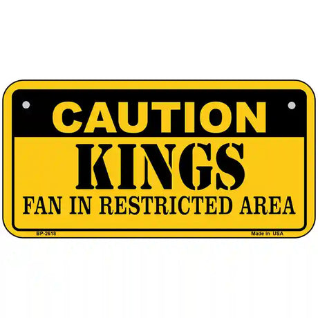 Caution Kings Fan Metal Novelty License Plate 6" x 3" (BP)