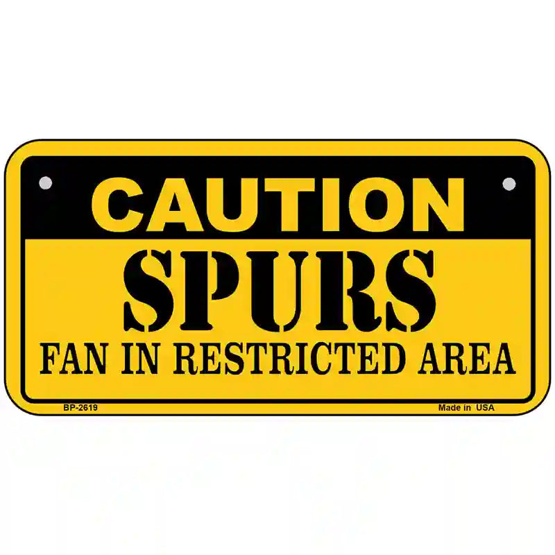 Caution Spurs Fan Metal Novelty License Plate 6" x 3" (BP)