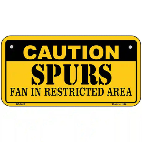 Caution Spurs Fan Metal Novelty License Plate 6" x 3" (BP)