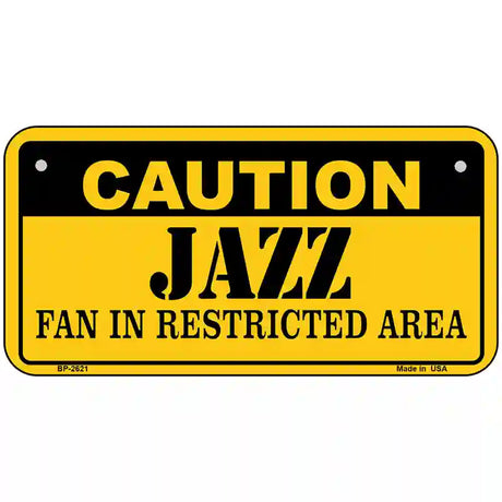 Caution Jazz Fan Metal Novelty License Plate 6" x 3" (BP)