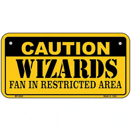 Caution Wizards Fan Metal Novelty License Plate 6" x 3" (BP)