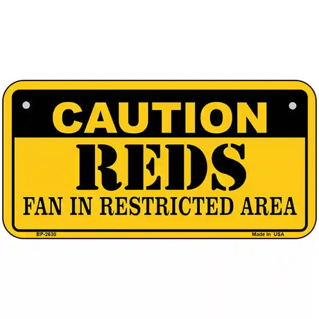 Caution Reds Fan Metal Novelty License Plate 6" x 3" (BP)