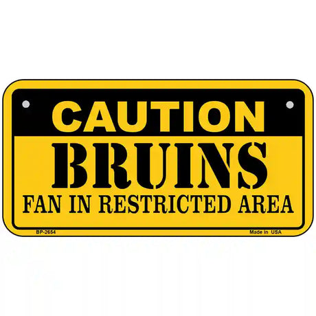 Caution Bruins Vanity Metal Novelty License Plate 6" x 3" (BP)