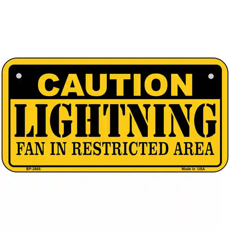 Caution Lightning Metal Novelty License Plate 6" x 3" (BP)