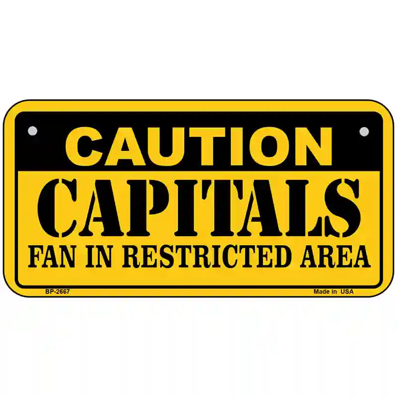 Caution Capitals Metal Novelty License Plate 6" x 3" (BP)