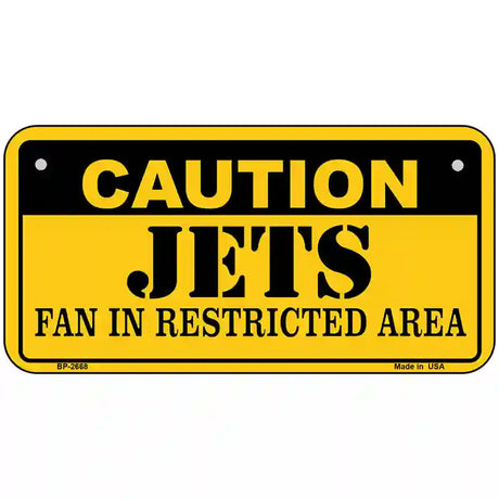 Caution Jets Hockey Metal Novelty License Plate 6" x 3" (BP)