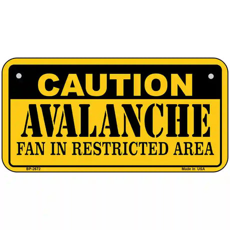 Caution Avalanche Metal Novelty License Plate 6" x 3" (BP)