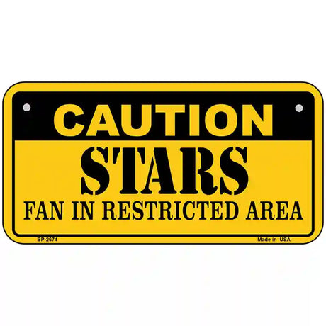 Caution Stars Metal Novelty License Plate 6" x 3" (BP)