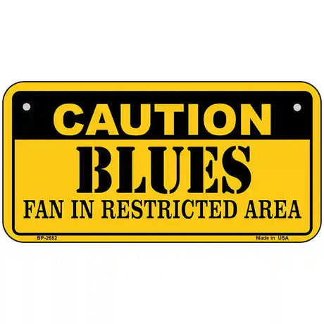 Caution Blues Metal Novelty License Plate 6" x 3" (BP)