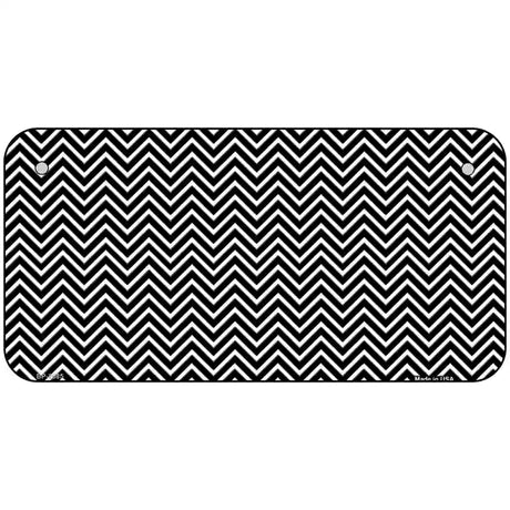 Black White Chevron Metal Novelty License Plate 6" x 3" (BP)