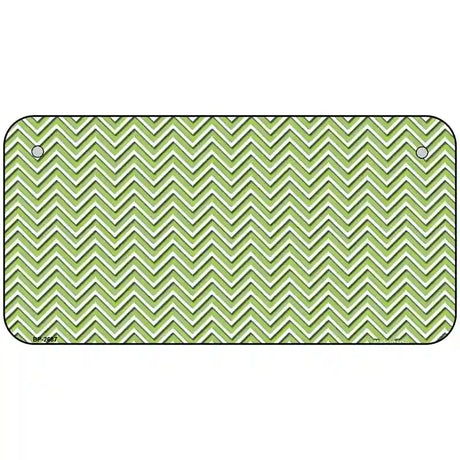 Lime Green White Chevron Metal Novelty License Plate 6" x 3" (BP)