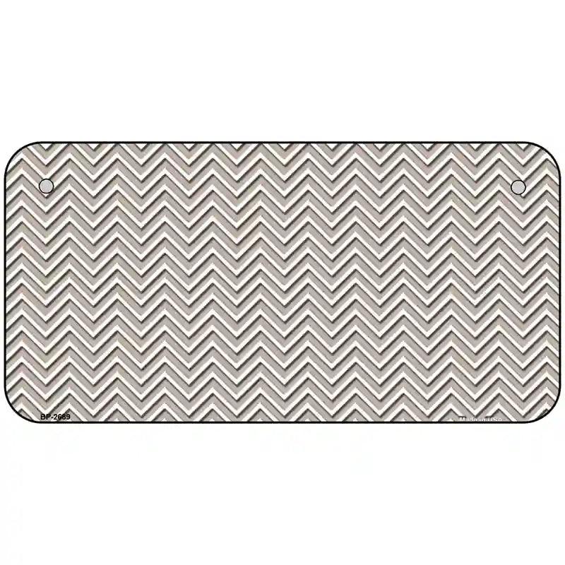Tan White Chevron Metal Novelty License Plate 6" x 3" (BP)