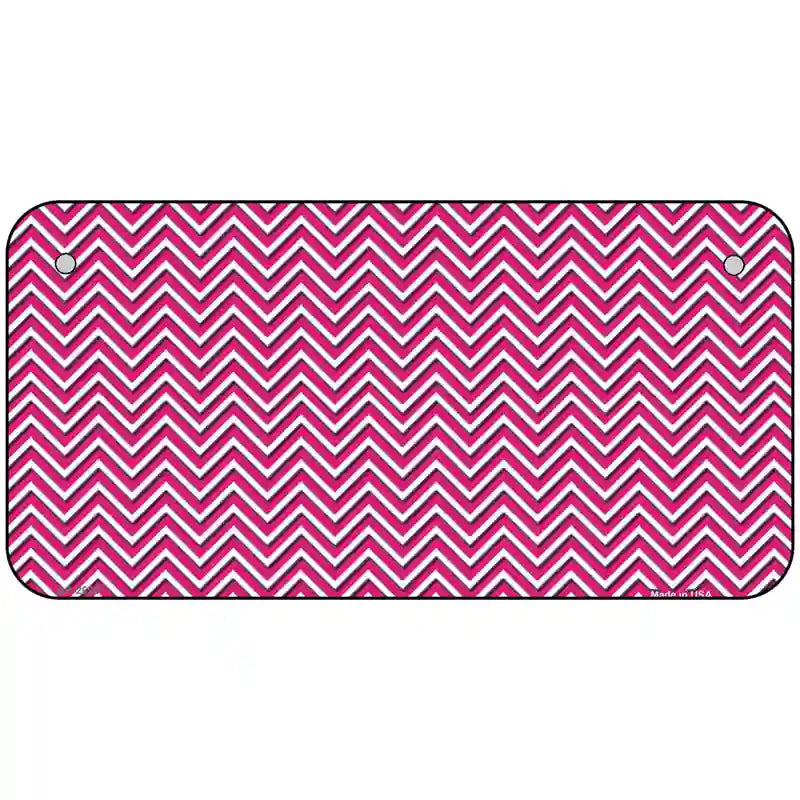 Pink White Chevron Metal Novelty License Plate 6" x 3" (BP)