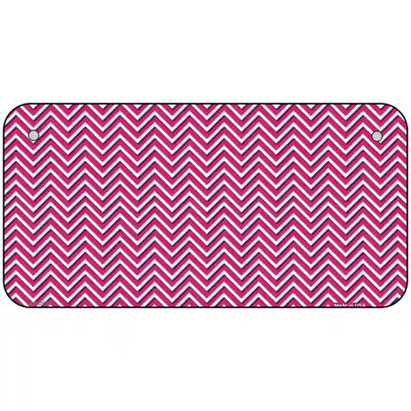 Pink White Chevron Metal Novelty License Plate 6" x 3" (BP)