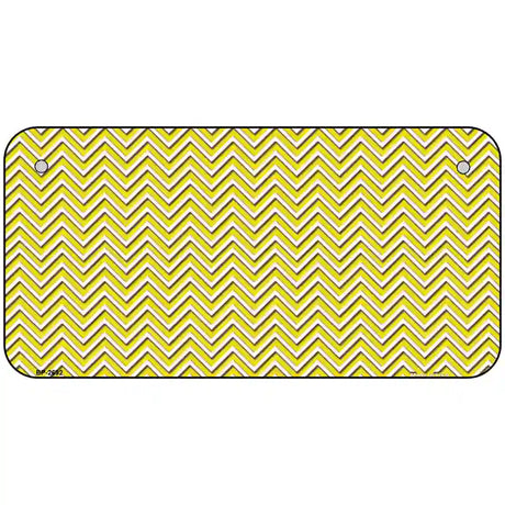 Yellow White Chevron Metal Novelty License Plate 6" x 3" (BP)