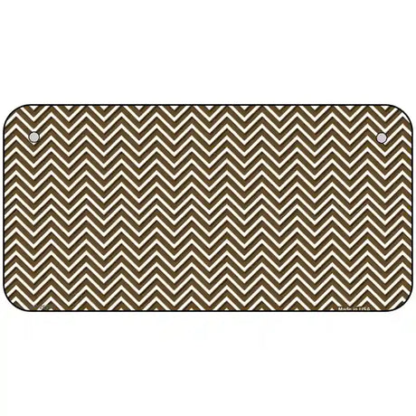 Brown White Chevron Metal Novelty License Plate 6" x 3" (BP)