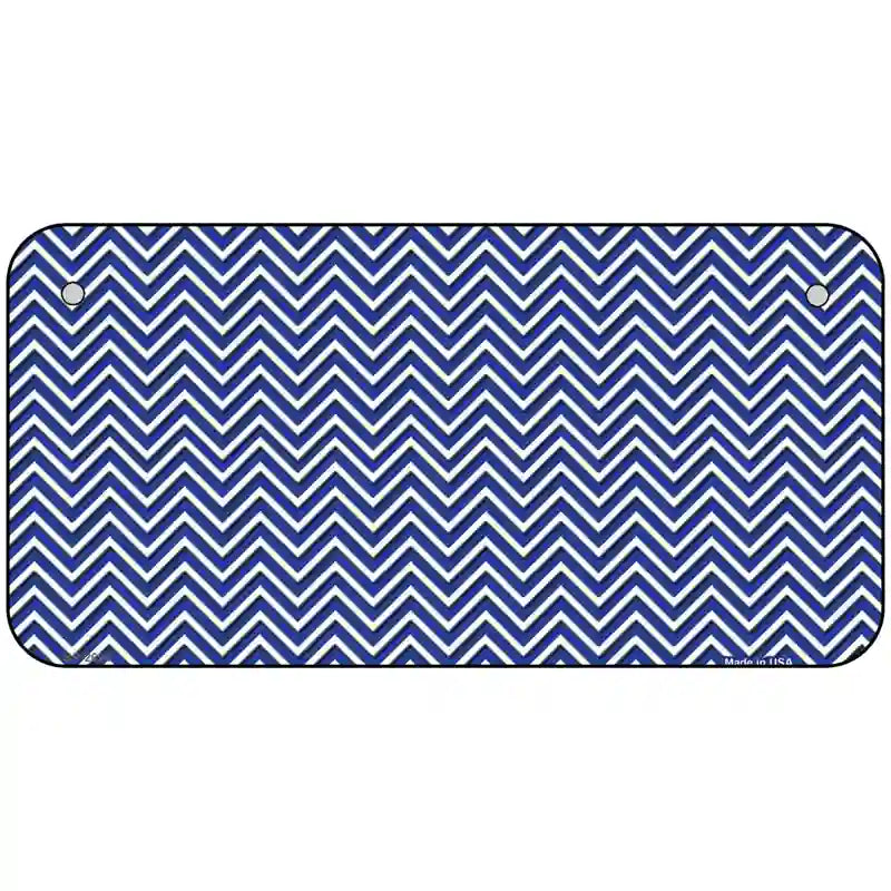 Blue White Chevron Metal Novelty License Plate 6" x 3" (BP)