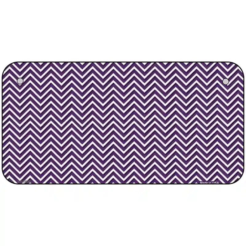 Purple White Chevron Metal Novelty License Plate 6" x 3" (BP)