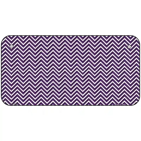 Purple White Chevron Metal Novelty License Plate 6" x 3" (BP)