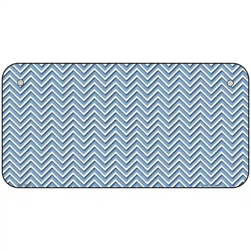 Light Blue White Chevron Metal Novelty License Plate 6" x 3" (BP)