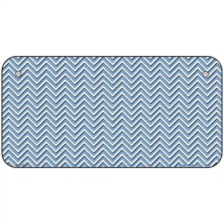 Light Blue White Chevron Metal Novelty License Plate 6" x 3" (BP)