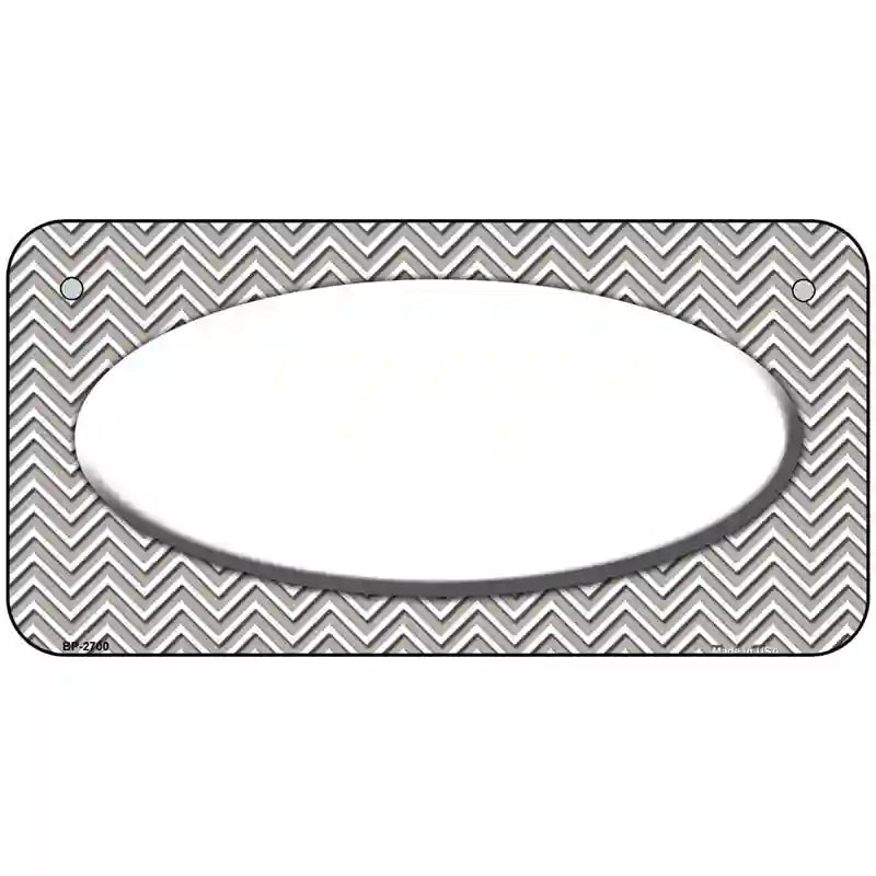 Grey White Chevon White Oval Metal Novelty License Plate 6" x 3" (BP)