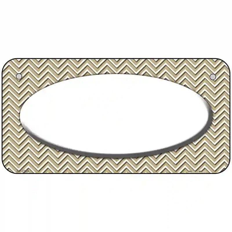 Gold White Chevon White Center Oval Metal Novelty License Plate 6" x 3" (BP)