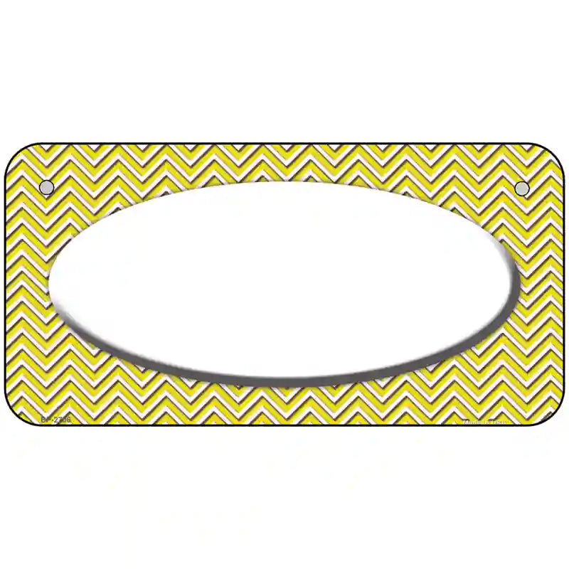 Yellow White Chevon White Center Oval Metal Novelty License Plate 6" x 3" (BP)