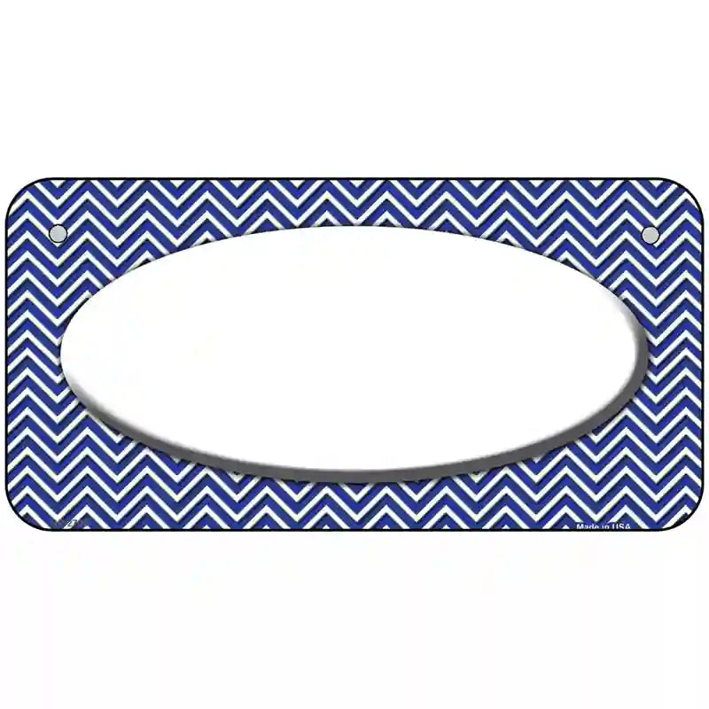 Blue White Chevon White Center Oval Metal Novelty License Plate 6" x 3" (BP)