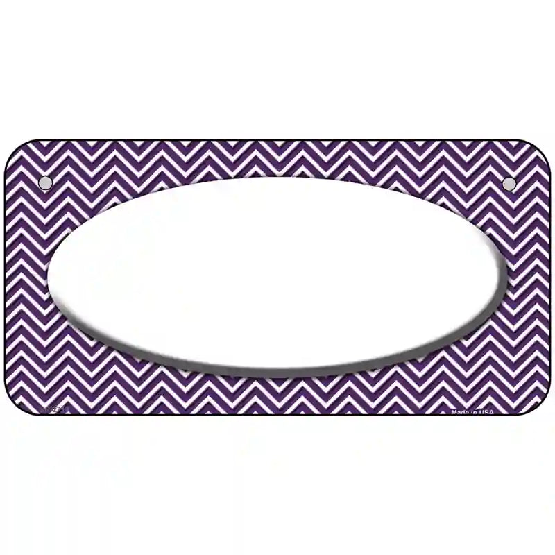 Purple White Chevon White Center Oval Metal Novelty License Plate 6" x 3" (BP)