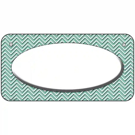 Mint White Chevon White Center Oval Metal Novelty License Plate 6" x 3" (BP)