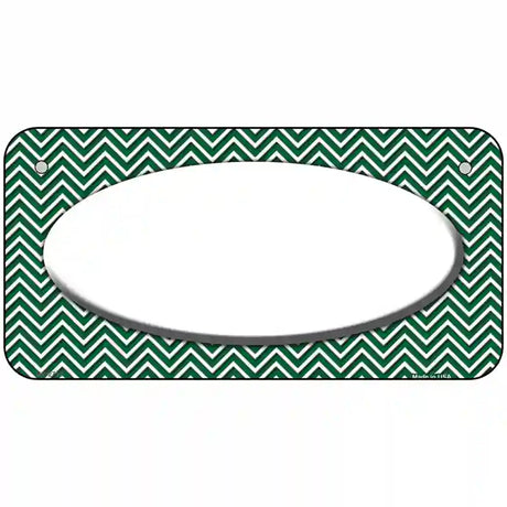 Green White Chevon White Center Oval Metal Novelty License Plate 6" x 3" (BP)