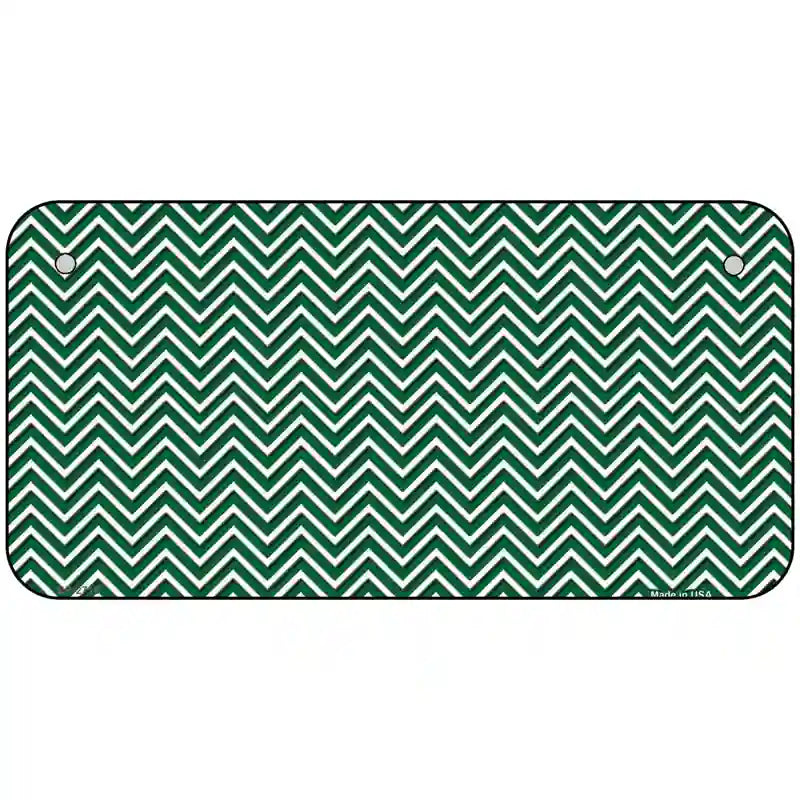 Green White Chevron Metal Novelty License Plate 6" x 3" (BP)