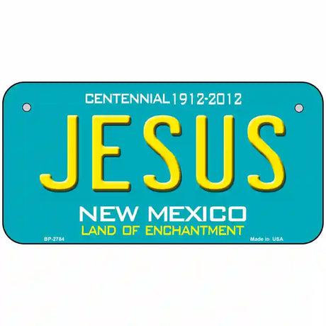 Jesus New Mexico Teal Novelty Metal License Plate 6" x 3" (BP)