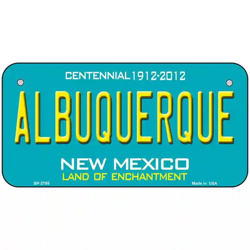 Albuquerque New Mexico Teal Novelty Metal License Plate 6" x 3" (BP)