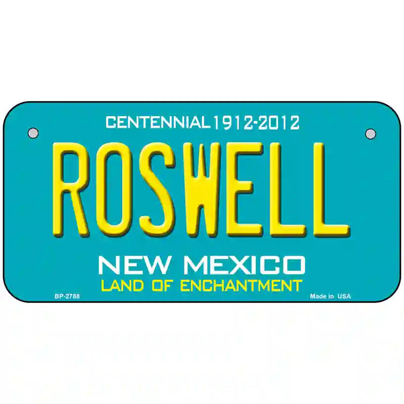 Roswell New Mexico Teal Novelty Metal License Plate 6" x 3" (BP)