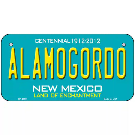 Alamogordo New Mexico Teal Novelty Metal License Plate 6" x 3" (BP)