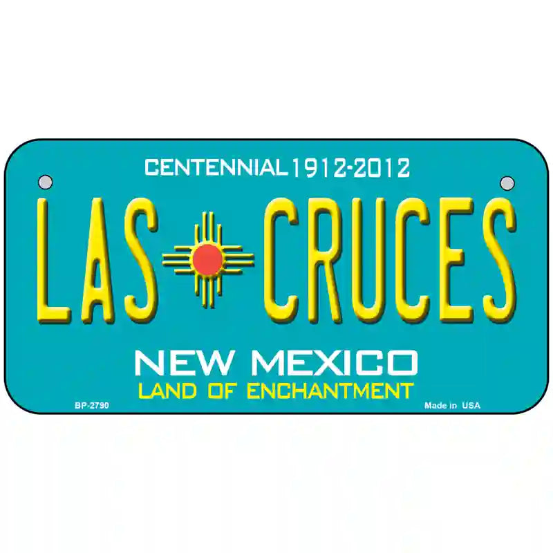 Las Cruces New Mexico Teal Novelty Metal License Plate 6" x 3" (BP)