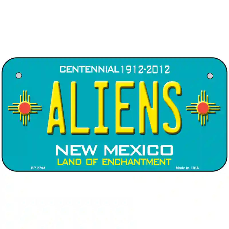 Aliens New Mexico Teal Novelty Metal License Plate 6" x 3" (BP)