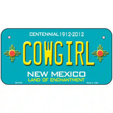 Cowgirl New Mexico Teal Novelty Metal License Plate 6" x 3" (BP)