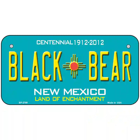 Black Bear New Mexico Teal Novelty Metal License Plate 6" x 3" (BP)