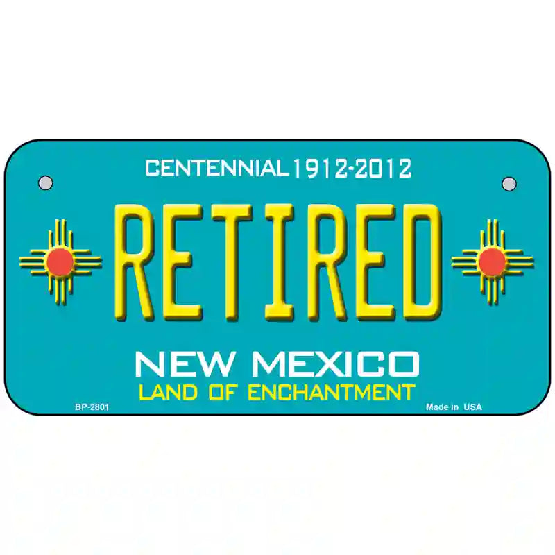 Retired New Mexico Teal Novelty Metal License Plate 6" x 3" (BP)