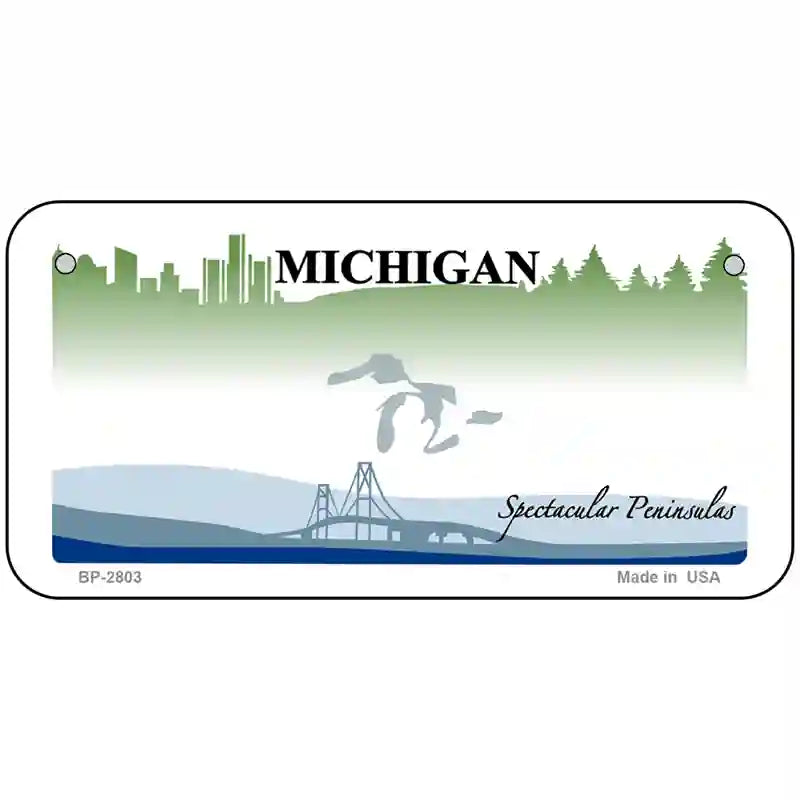 Michigan Novelty State Blank Metal License Plate 6" x 3" (BP)