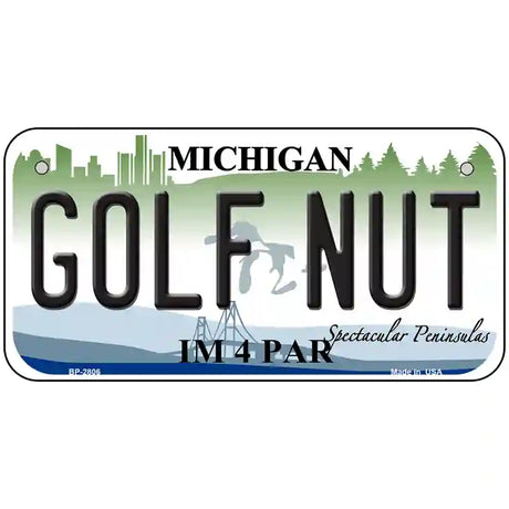 Golf Nut Michigan State Metal Novelty License Plate 6" x 3" (BP)