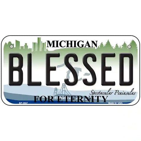 Blessed Michigan State Metal Novelty License Plate 6" x 3" (BP)