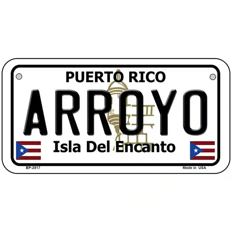 Arroyo Puerto Rico Metal Novelty License Plate 6" x 3" (BP)